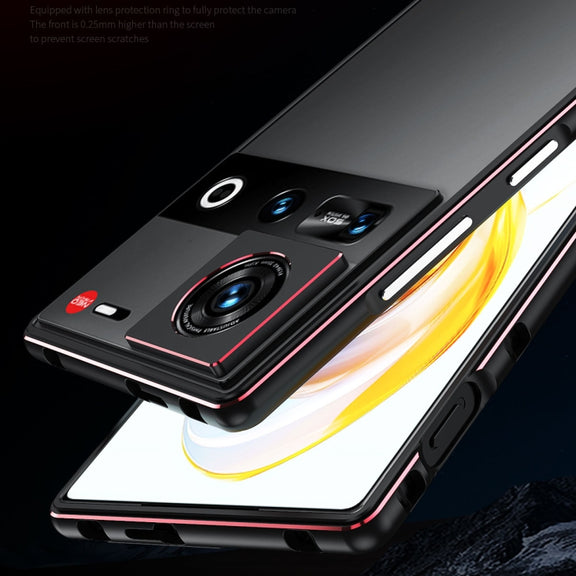 For ZTE nubia Z70 Ultra Aurora Series Lens Protector + Metal Frame Phone Case(Black Silver)