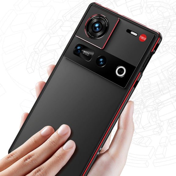 For ZTE nubia Z70 Ultra Aurora Series Lens Protector + Metal Frame Phone Case(Black Silver)