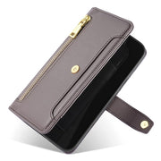 For Rakuten Hand 5G Sheep Texture Cross-body Zipper Wallet Leather Phone Case(Grey)