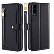 For Fujitsu Arrows We2 Sheep Texture Cross-body Zipper Wallet Leather Phone Case(Black) - More Brand by PMC TechLife | Online Shopping South Africa | PMC TechLife | Buy Now Pay Later Mobicred