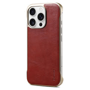 For iPhone 16 Pro Denior MagSafe Genuine Leather Calf Texture  Phone Case(Red)