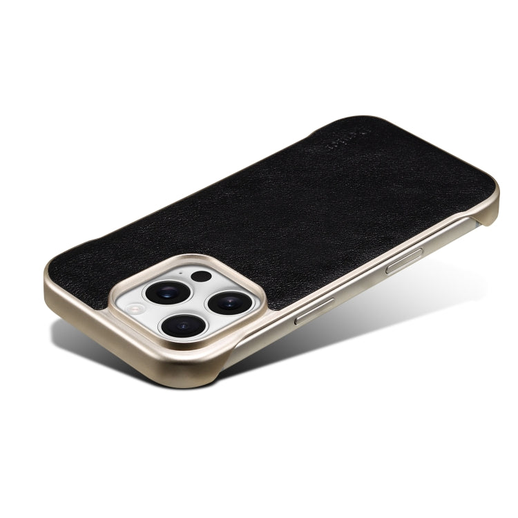 For iPhone 16 Pro Denior MagSafe Genuine Leather Calf Texture  Phone Case(Black)