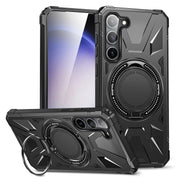 For Samsung Galaxy S25 5G MagSafe Magnetic Shockproof Phone Case with Ring Holder(Black)