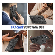 For Samsung Galaxy S25 5G MagSafe Magnetic Shockproof Phone Case with Ring Holder(Black)