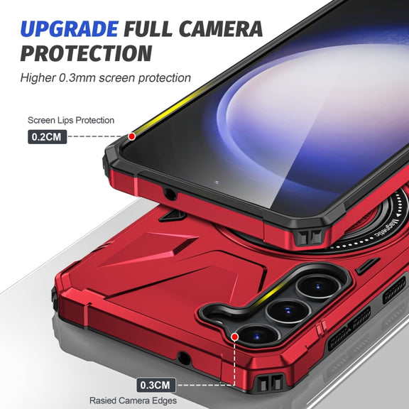 For Samsung Galaxy S25 5G MagSafe Magnetic Shockproof Phone Case with Ring Holder(Red)