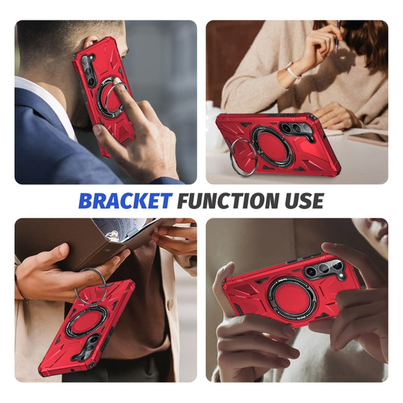 For Samsung Galaxy S25 5G MagSafe Magnetic Shockproof Phone Case with Ring Holder(Red)