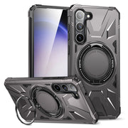 For Samsung Galaxy S25 5G MagSafe Magnetic Shockproof Phone Case with Ring Holder(Dark Grey)