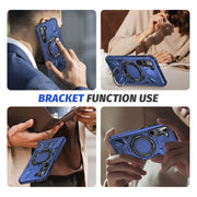 For Samsung Galaxy S25+ 5G MagSafe Magnetic Shockproof Phone Case with Ring Holder(Navy Blue)