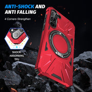For Samsung Galaxy S25+ 5G MagSafe Magnetic Shockproof Phone Case with Ring Holder(Red)