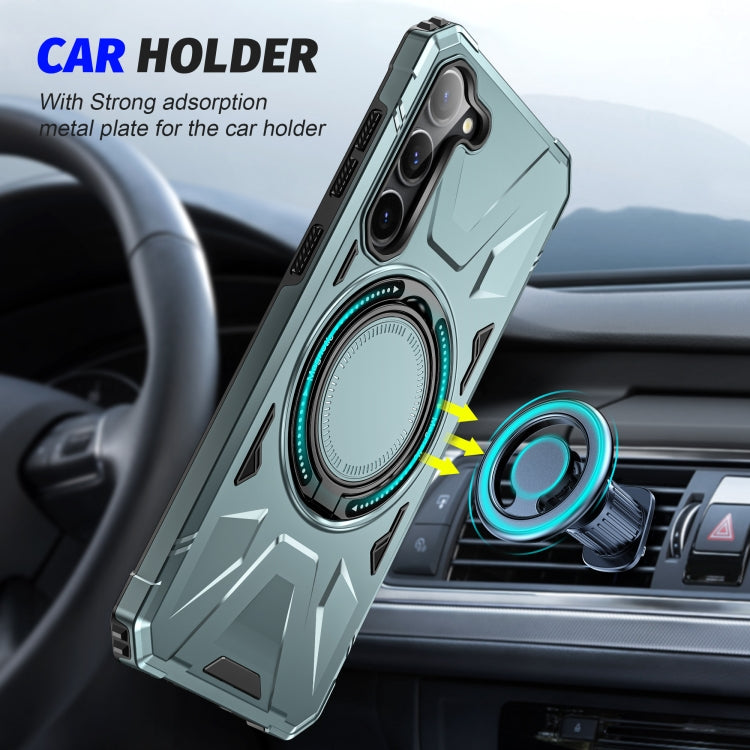 For Samsung Galaxy S25+ 5G MagSafe Magnetic Shockproof Phone Case with Ring Holder(Green)