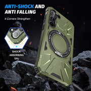 For Samsung Galaxy S25+ 5G MagSafe Magnetic Shockproof Phone Case with Ring Holder(Dark Green)