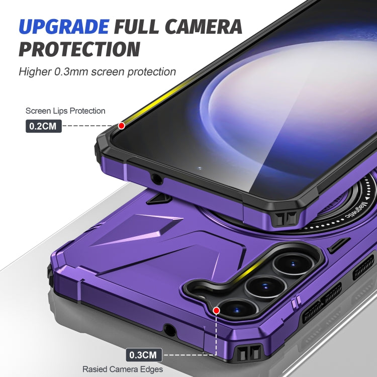 For Samsung Galaxy S25+ 5G MagSafe Magnetic Shockproof Phone Case with Ring Holder(Purple)