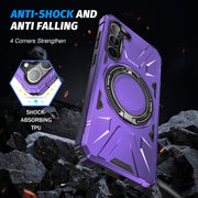 For Samsung Galaxy S25+ 5G MagSafe Magnetic Shockproof Phone Case with Ring Holder(Purple)