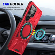 For Samsung Galaxy S25 Ultra 5G MagSafe Magnetic Shockproof Phone Case with Ring Holder(Red)