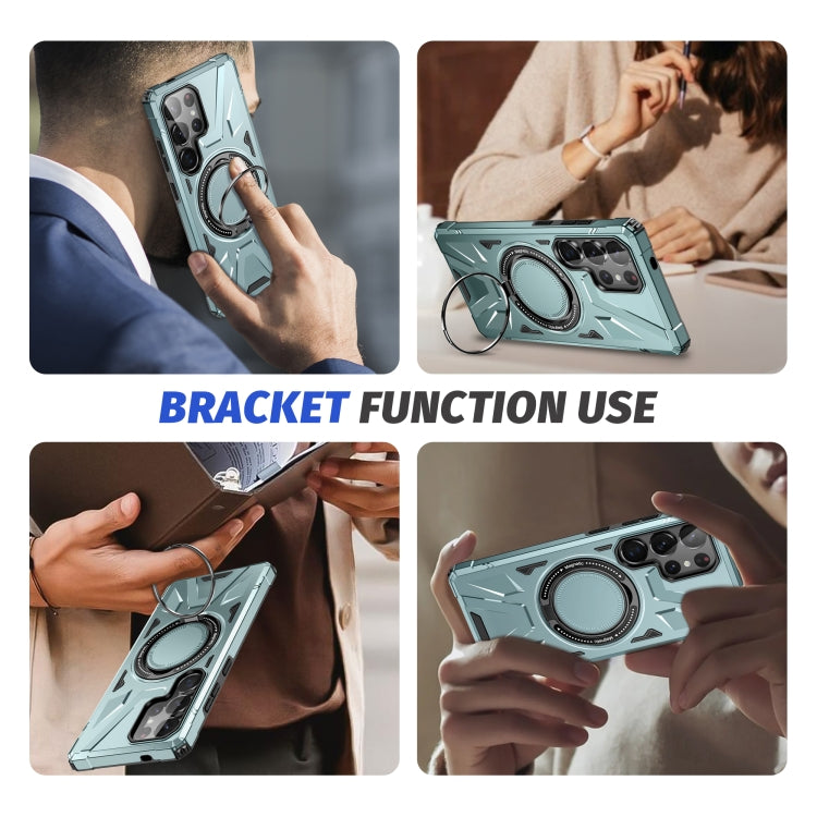 For Samsung Galaxy S25 Ultra 5G MagSafe Magnetic Shockproof Phone Case with Ring Holder(Green)