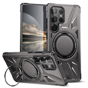 For Samsung Galaxy S25 Ultra 5G MagSafe Magnetic Shockproof Phone Case with Ring Holder(Dark Grey)