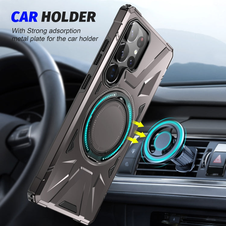 For Samsung Galaxy S25 Ultra 5G MagSafe Magnetic Shockproof Phone Case with Ring Holder(Dark Grey)