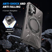 For Samsung Galaxy S25 Ultra 5G MagSafe Magnetic Shockproof Phone Case with Ring Holder(Dark Grey)