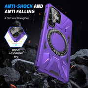 For Samsung Galaxy S25 Ultra 5G MagSafe Magnetic Shockproof Phone Case with Ring Holder(Purple)