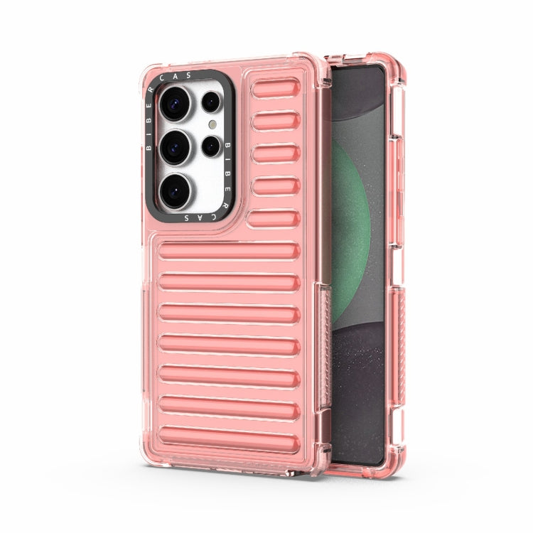 For Samsung Galaxy S25 Ultra 5G High Transparency TPU Hybrid PC Airbag Phone Case(Peach Red) - free shipping - PMC Jewellery - Order now!