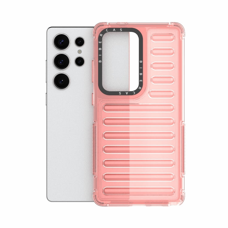 For Samsung Galaxy S25 Ultra 5G High Transparency TPU Hybrid PC Airbag Phone Case(Peach Red) - free shipping - PMC Jewellery - Order now!