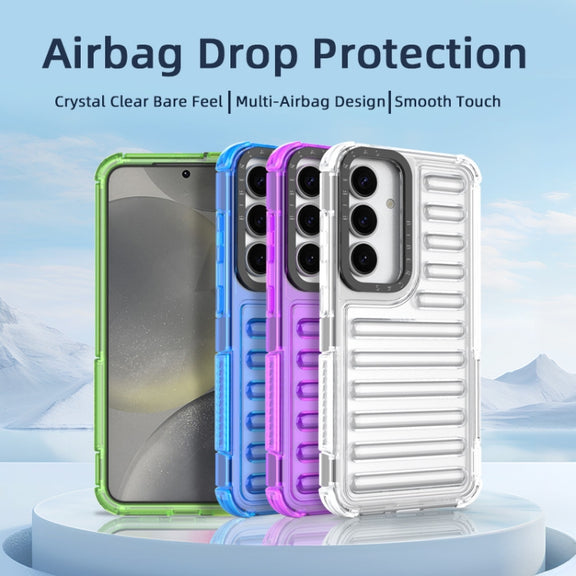 For Samsung Galaxy S25 5G High Transparency TPU Hybrid PC Airbag Phone Case(Peach Red)