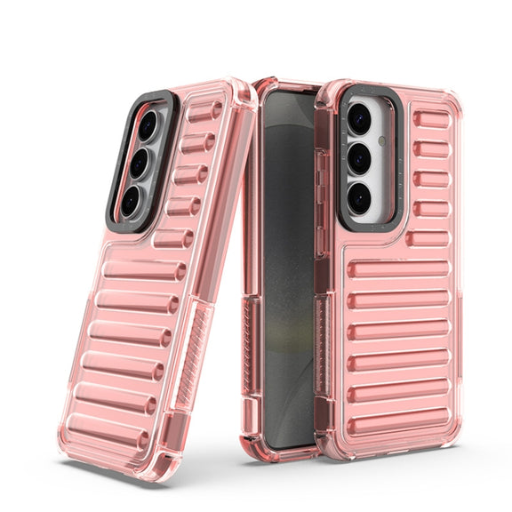 For Samsung Galaxy S25 5G High Transparency TPU Hybrid PC Airbag Phone Case(Peach Red)