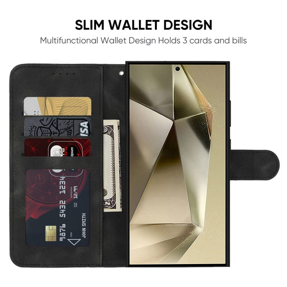 For Samsung Galaxy S25 Ultra 5G Skin Feel Geometric Lines Leather Phone Case(Black)