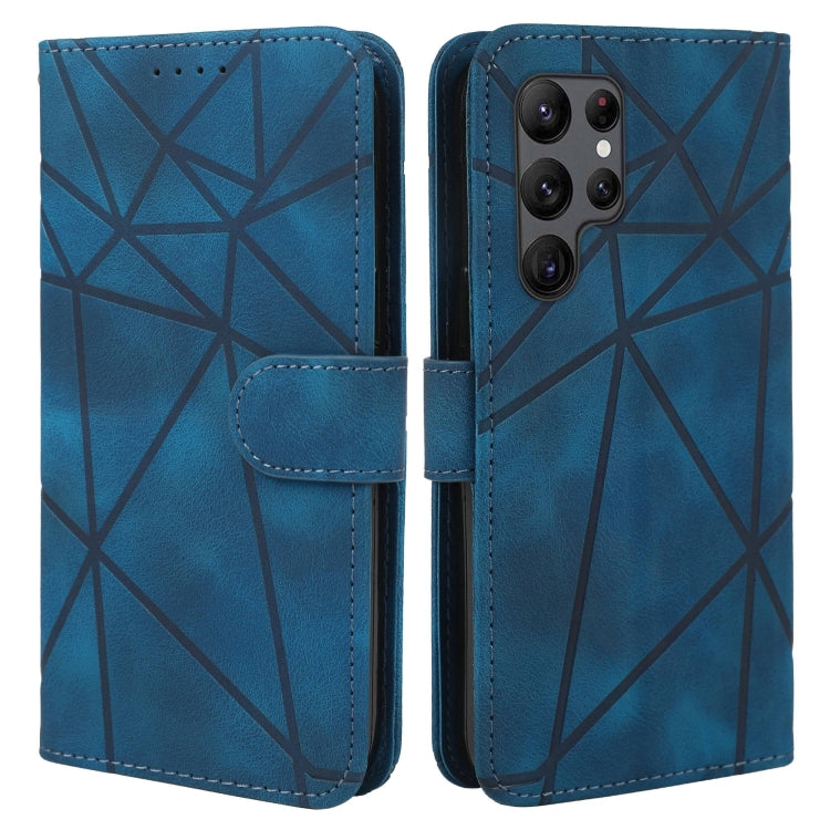 For Samsung Galaxy S25 Ultra 5G Skin Feel Geometric Lines Leather Phone Case(Blue) - Galaxy S25 Ultra 5G Cases by PMC TechLife | Online Shopping South Africa | PMC TechLife | Buy Now Pay Later Mobicred
