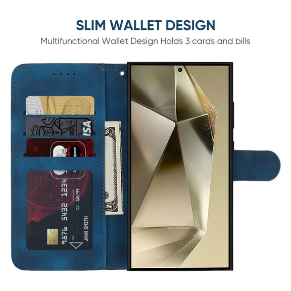 For Samsung Galaxy S25 Ultra 5G Skin Feel Geometric Lines Leather Phone Case(Blue)