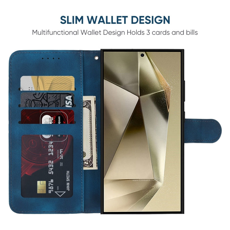 For Samsung Galaxy S25 Ultra 5G Skin Feel Geometric Lines Leather Phone Case(Blue)