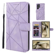 For Samsung Galaxy S25 Ultra 5G Skin Feel Geometric Lines Leather Phone Case(Purple)