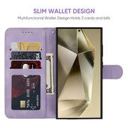 For Samsung Galaxy S25 Ultra 5G Skin Feel Geometric Lines Leather Phone Case(Purple)
