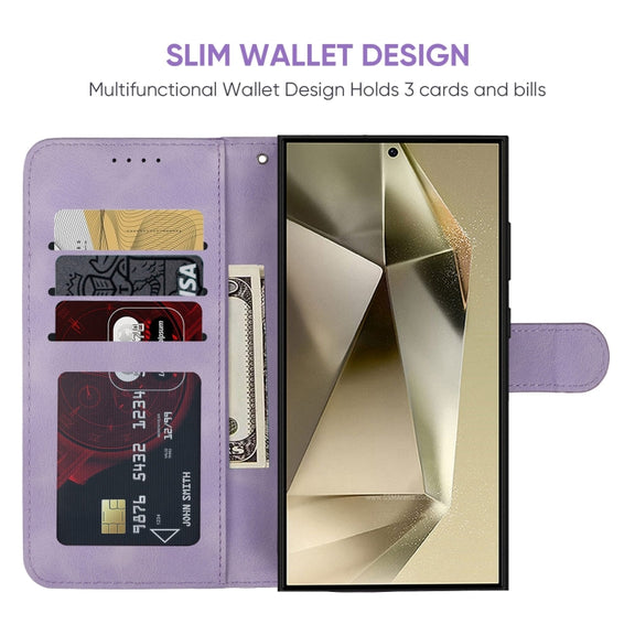 For Samsung Galaxy S25 Ultra 5G Skin Feel Geometric Lines Leather Phone Case(Purple)