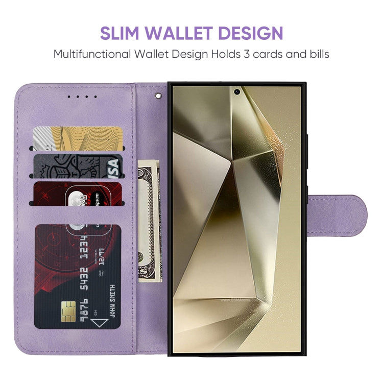 For Samsung Galaxy S25 Ultra 5G Skin Feel Geometric Lines Leather Phone Case(Purple)