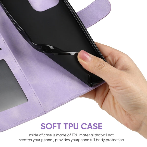 For Samsung Galaxy S25 Ultra 5G Skin Feel Geometric Lines Leather Phone Case(Purple)