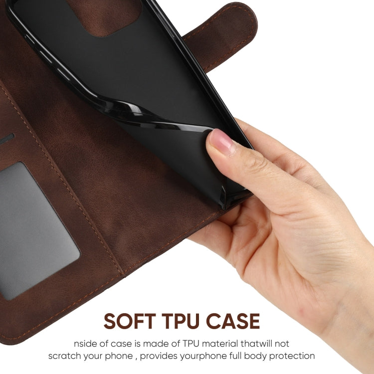 For Samsung Galaxy S25 Ultra 5G Skin Feel Geometric Lines Leather Phone Case(Brown)