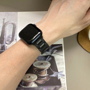 For Apple Watch 46mm / 49mm / 45mm / 44mm T-shaped Magnetic Buckle Stainless Steel Rubber Watch Band(Black Black Buckle)