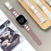 For Apple Watch 46mm / 49mm / 45mm / 44mm T-shaped Magnetic Buckle Stainless Steel Rubber Watch Band(Smoky Purple Starlight Buckle)