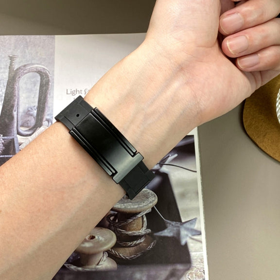 For Apple Watch 42mm / 41mm / 40mm / 38mm T-shaped Magnetic Buckle Stainless Steel Rubber Watch Band(Black Black Buckle)