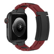 For Apple Watch 42mm / 41mm / 40mm / 38mm T-shaped Magnetic Buckle Stainless Steel Rubber Watch Band(Wine Red Black Buckle) - free shipping - PMC TechLife - Order now!