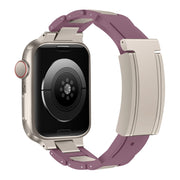 For Apple Watch 42mm / 41mm / 40mm / 38mm T-shaped Magnetic Buckle Stainless Steel Rubber Watch Band(Smoky Purple Starlight Buckle)