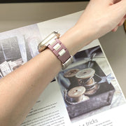 For Apple Watch 42mm / 41mm / 40mm / 38mm T-shaped Magnetic Buckle Stainless Steel Rubber Watch Band(Smoky Purple Starlight Buckle)