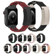 For Apple Watch 42mm / 41mm / 40mm / 38mm T-shaped Magnetic Buckle Stainless Steel Rubber Watch Band(Beige Black Buckle)