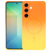 For Samsung Galaxy S25 5G Liquid TPU Silicone Gradient MagSafe Phone Case(Orange Yellow)