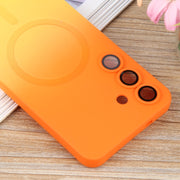 For Samsung Galaxy S25 5G Liquid TPU Silicone Gradient MagSafe Phone Case(Orange Yellow)