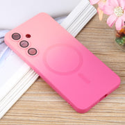 For Samsung Galaxy S25+ 5G Liquid TPU Silicone Gradient MagSafe Phone Case(Pink Red)