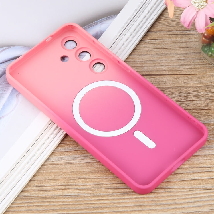 For Samsung Galaxy S25+ 5G Liquid TPU Silicone Gradient MagSafe Phone Case(Pink Red)