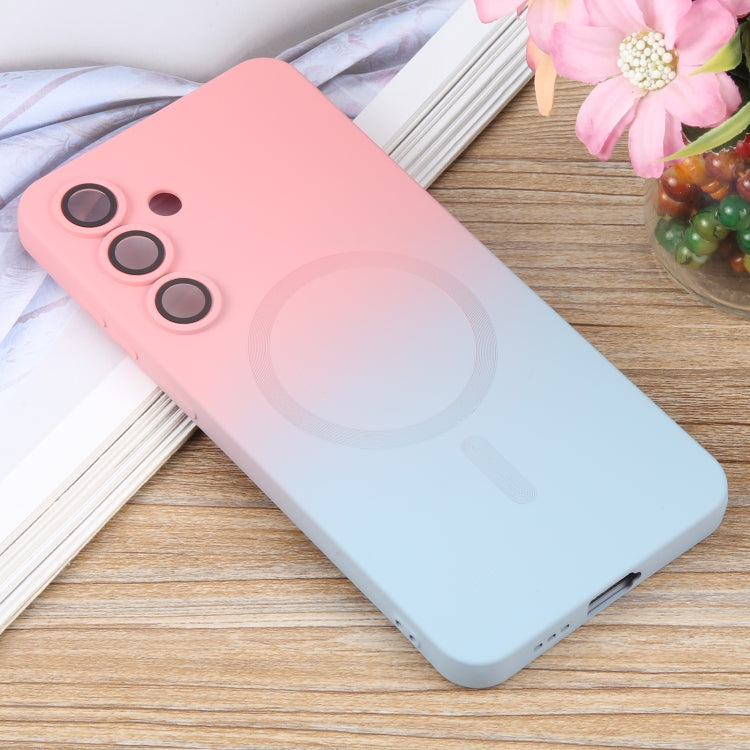 For Samsung Galaxy S25+ 5G Liquid TPU Silicone Gradient MagSafe Phone Case(Pink Blue) - Galaxy S25+ 5G Cases by PMC TechLife | Online Shopping South Africa | PMC TechLife | Buy Now Pay Later Mobicred