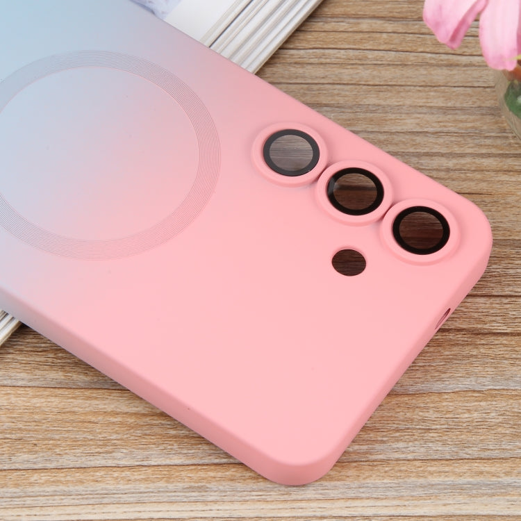 For Samsung Galaxy S25+ 5G Liquid TPU Silicone Gradient MagSafe Phone Case(Pink Blue)